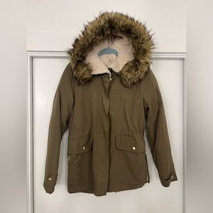Love Tree Jacket w/ Faux Fur Hood
